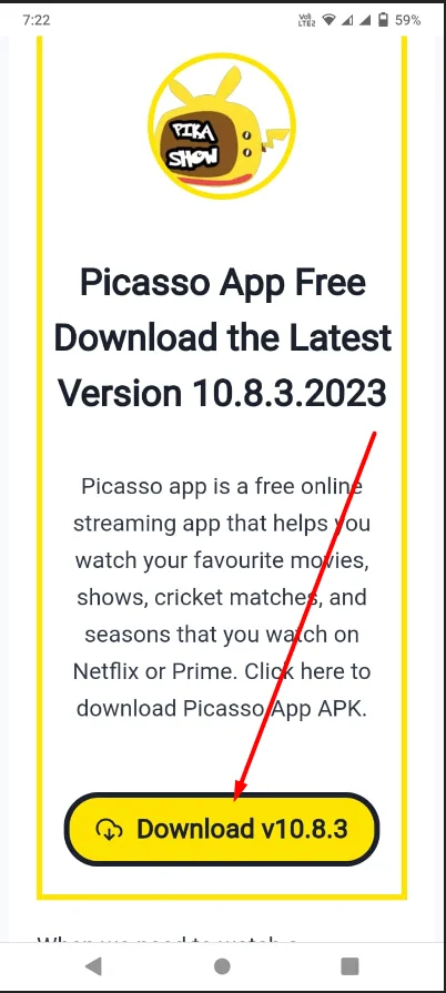 picasso app download button